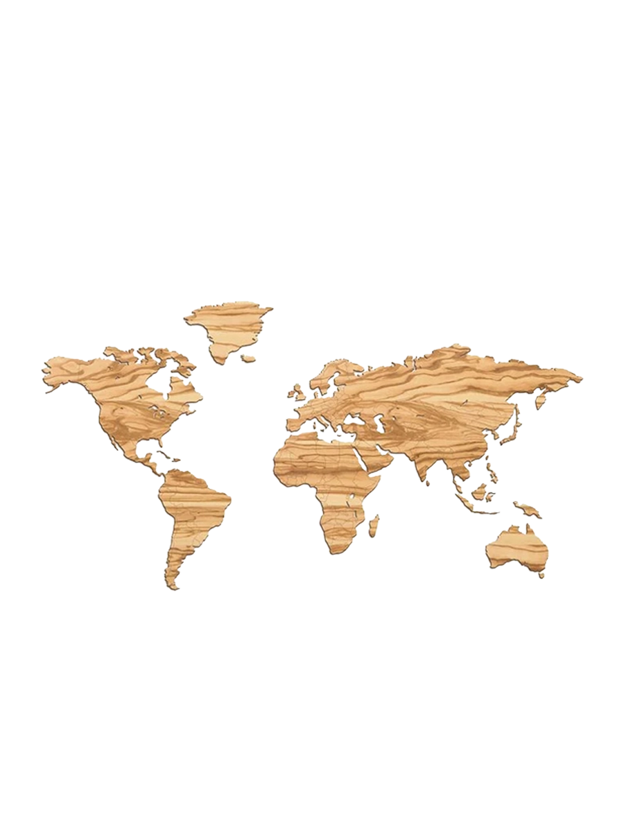 
Design Wall Object "Wooden World Map" - 216 x 108 cm / Olive wood