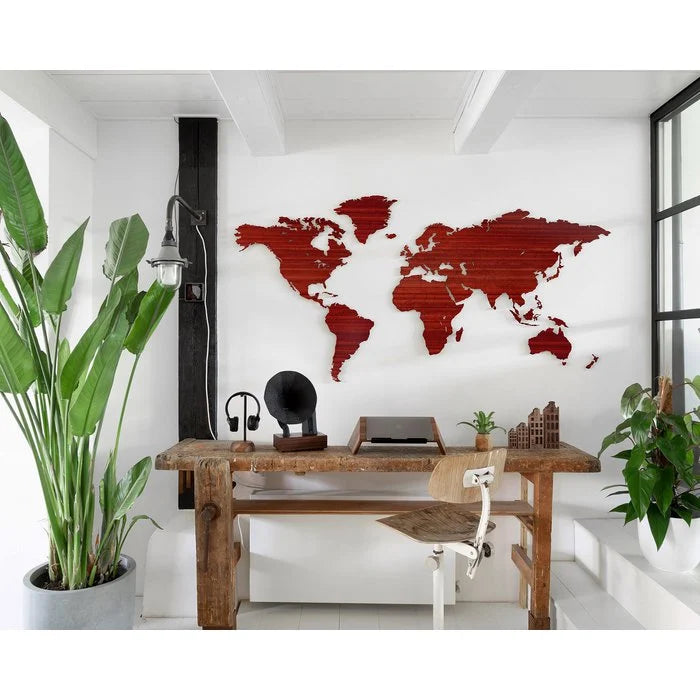
Design Wall Object "Wooden World Map" - 150 x 75 cm / Padauk wood
