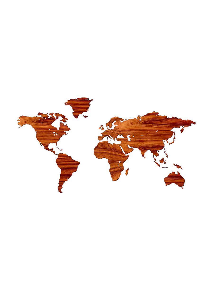 
Design Wall Object "Wooden World Map" - 216 x 108 cm / Rosewood