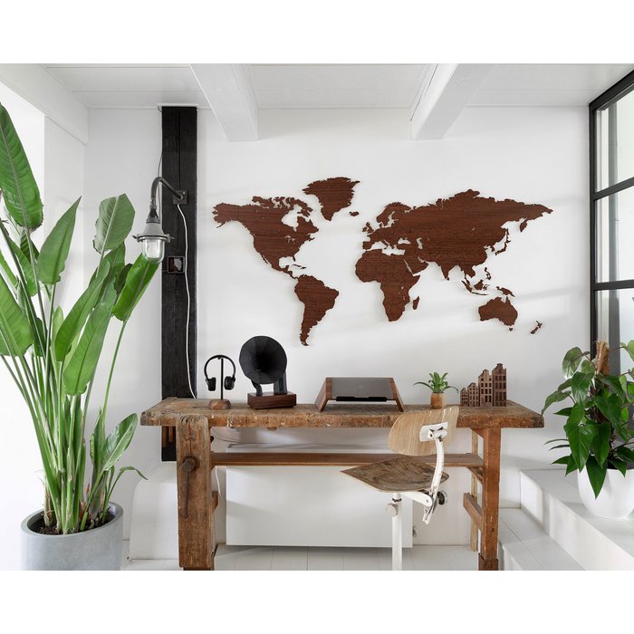 
Design Wall Object "Wooden World Map" - 150 x 75 cm / Wenge wood