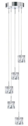 Dimmable LED design hanging lamp "Ice Cube", 5-light