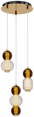 LED Design Pendellampe „Drop“, 3-flammig - Gold/Cognac