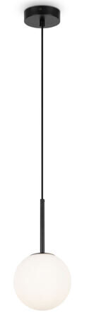 Height-adjustable hanging lamp "Basic Form" black/opal glass, Ø 15 cm