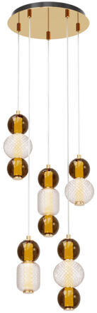 LED Design Pendellampe „Drop“, 5-flammig - Gold/Cognac