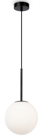 Height-adjustable hanging lamp "Basic Form" black/opal glass, Ø 20 cm