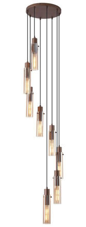 Dimmbare Design Pendellampe „Sweden II“, 8-flammig - Mocca/Amber