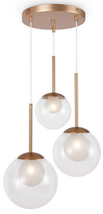 Height-adjustable hanging lamp "Basic Form" 3-light, gold/transparent