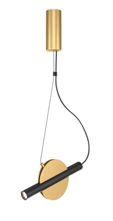 LED design hanging lamp "Enigma", gold/black