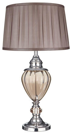 Grosse, elegante Tischlampe „Greyson“ Ø 38/ 68 cm, Amber/Taupe