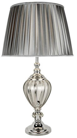 Grosse, elegante Tischlampe „Greyson“ Ø 38/ 68 cm, Grau/Silber