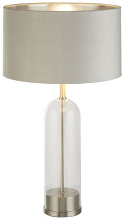 Elegante Design Tischlampe „Oxford“, Grau/Silber