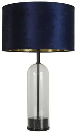 Elegante Design Tischlampe „Oxford“, Königsblau/Schwarz