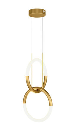 LED design hanging lamp "Node", gold Ø 34 cm