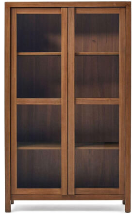 Design Vitrinenschrank „Sasha“ aus massivem Teakholz, 110 x 185 cm