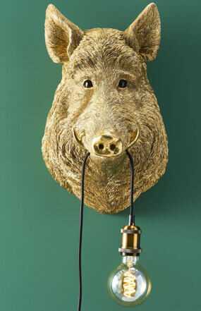 Design Wandlampe „Wildschwein Willy“ 33.5 x 50 cm - Gold