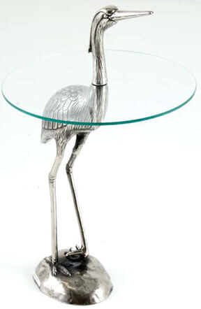 Side table "Heron", silver - Ø 50 / H 88 cm