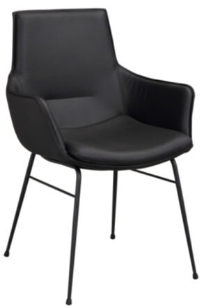 Design armchair "Lowell" - genuine leather black