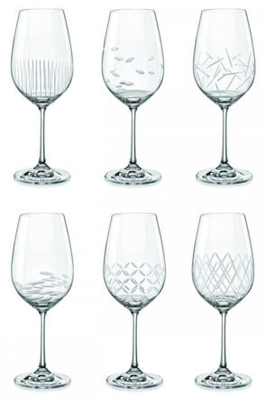 set of 6 wine glasses "Viola" handmade - assorted