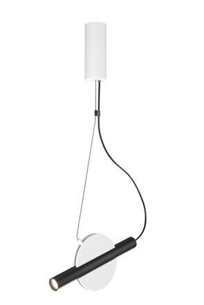 LED design hanging lamp "Enigma", white/black