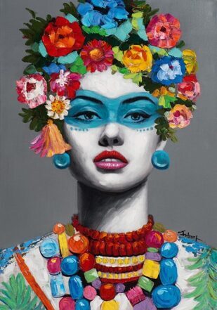 Hand painted art print "Beauty with Flowers" 70 x 100 cm