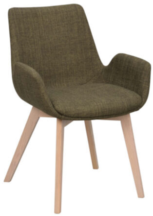 Design chair "Drimsdale" with armrests and sustainable oak wood - Green / Light Oak
