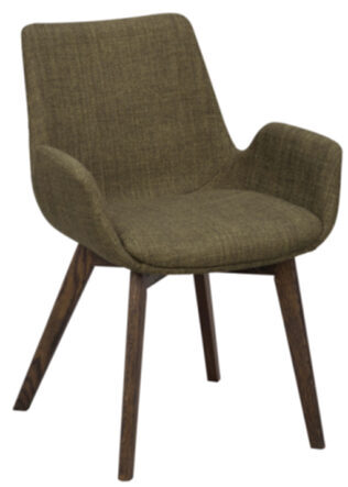 Design chair "Drimsdale" with armrests and sustainable oak wood - Green / Dark brown oak