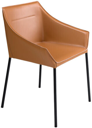 Design chair "Dubai" with armrests - faux leather cognac