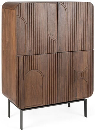 Massives Design Highboard „Orissa“ Natural, 4-türig