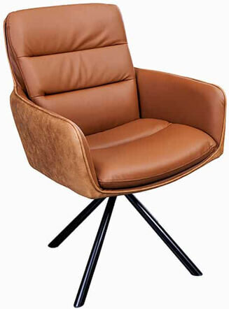 Drehbarer Designstuhl „Big Dutch“ Echtleder/Microfaser - Cognac  