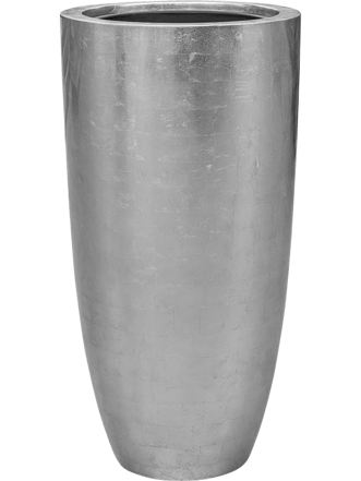 Large XL Flowerpot "Metallic Silver Leaf Partner" Ø 46/H 90 cm - Glossy Silver