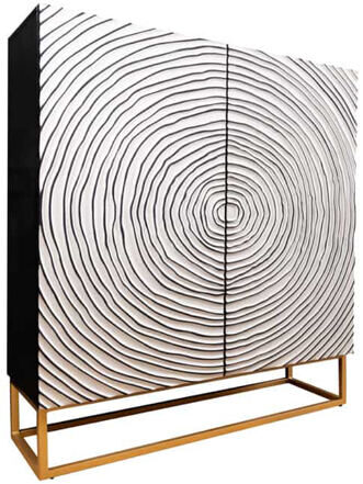 Massivholz Design Highboard „Zen Circle“, 100 x 120 cm - Weiss