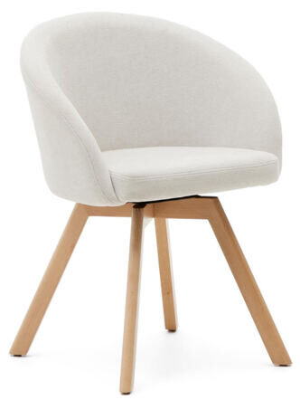 Swivel design dining chair "Marvino" with armrests - Chenille Light Beige