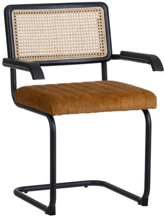 Cantilever chair "Dunja" with armrests - mustard yellow