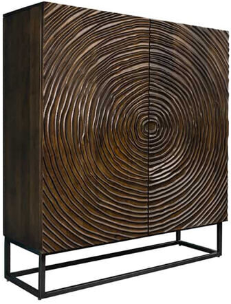 Massivholz Design Highboard „Zen Circle“, 100 x 120 cm - Braun