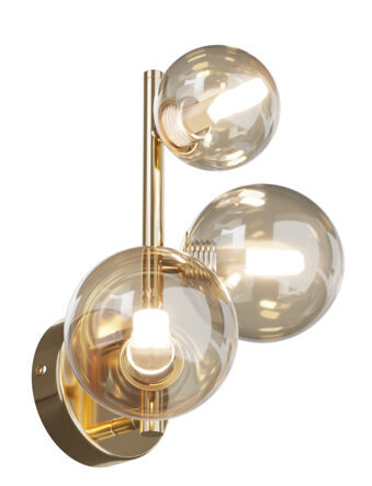 Wall lamp "Dallas" amber / brass, 3 flame