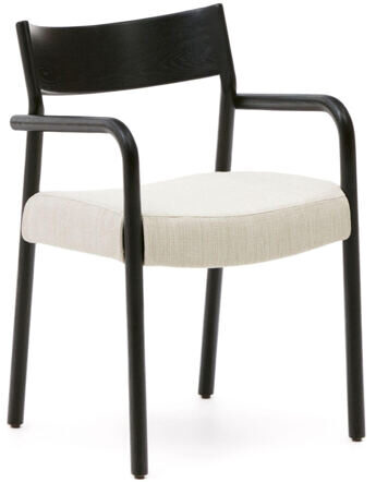 Solid design dining chair "Falconero" with armrests - black oak