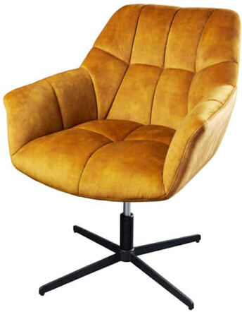 Swivel design armchair "Papillon" - velvet mustard yellow