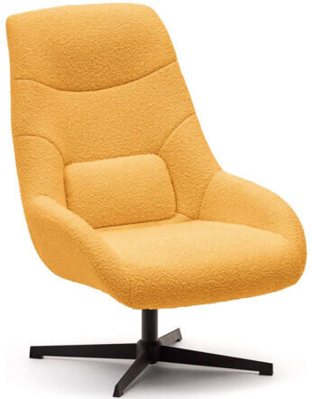 Swivel design armchair "Zelido" Bouclé mustard yellow