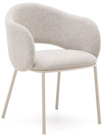 Design dining chair "Mainno" with armrests - chenille beige