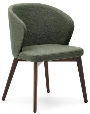 Design dining chair "Darica" with armrests - walnut/green