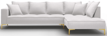 Large design corner sofa "Marram" - Light Grey / Legs Gold