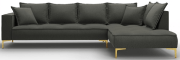 Large design corner sofa "Marram" - dark gray / legs gold
