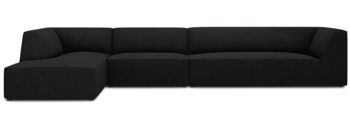 5 seater corner sofa "Sao" 366 x 180 cm, with corduroy cover - Black