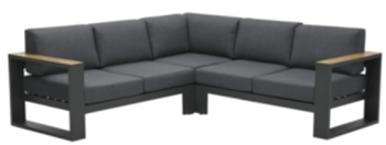 Garten Ecksofa „Plaza“ 234 x 234 cm - Carbon Black/Teak