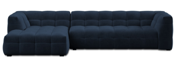 Design corner sofa "Vesta" with velvet cover dark blue