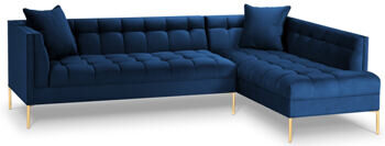 Large design corner sofa "Karoo" velvet - royal blue