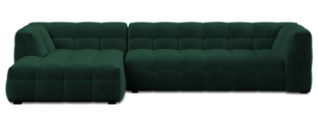 Design corner sofa "Vesta" with velvet cover emerald green