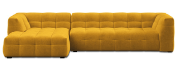 Design corner sofa "Vesta" with velvet cover mustard yellow