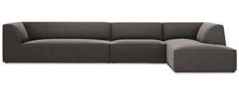 5 seater corner sofa "Sao" 366 x 180 cm, with velvet cover - dark gray
