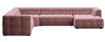 Large panorama corner sofa "Vesta" with velvet cover pink